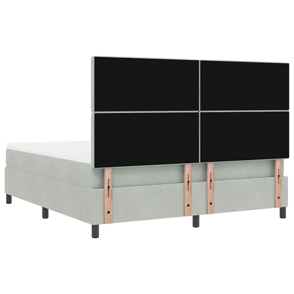 LED Box Spring Bed met matras Lichtgrijs 180 x 200 cm Fluweel