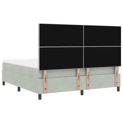 LED Box Spring Bed met matras Lichtgrijs 180 x 200 cm Fluweel