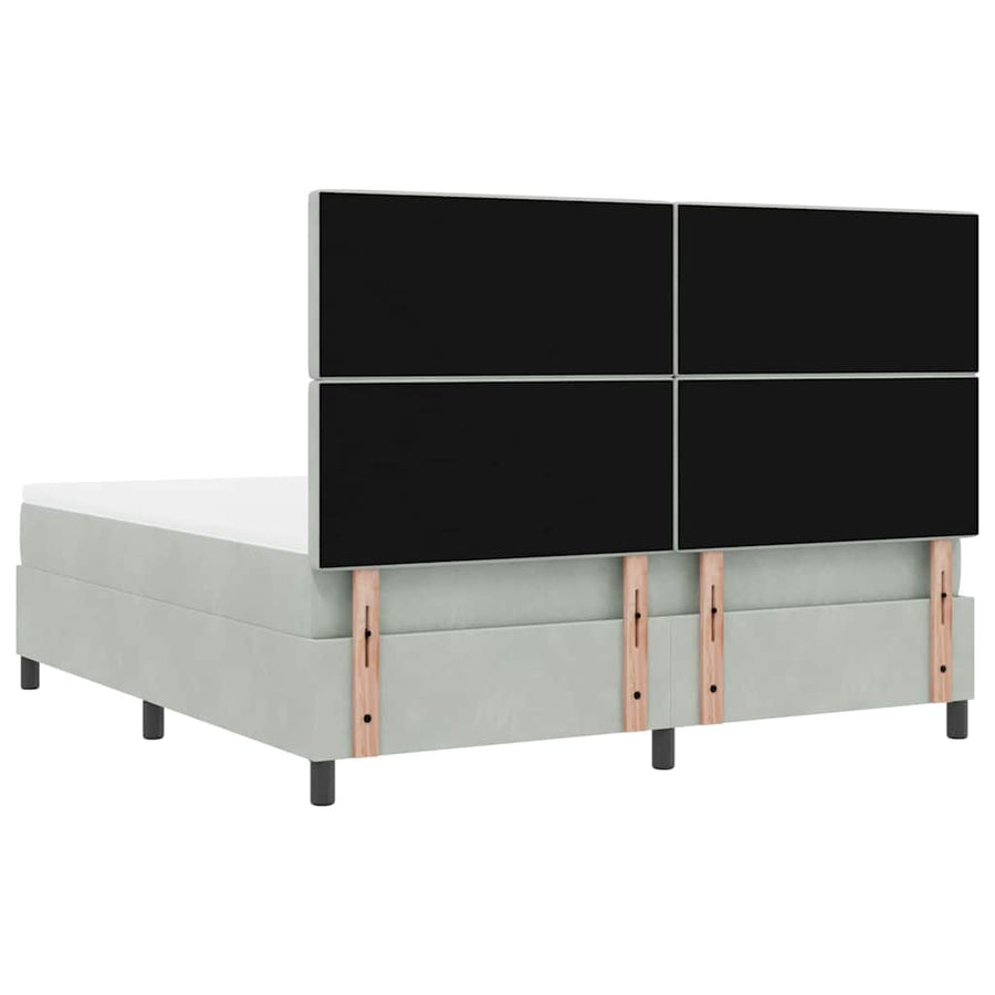 LED Box Spring Bed met matras Lichtgrijs 180 x 200 cm Fluweel