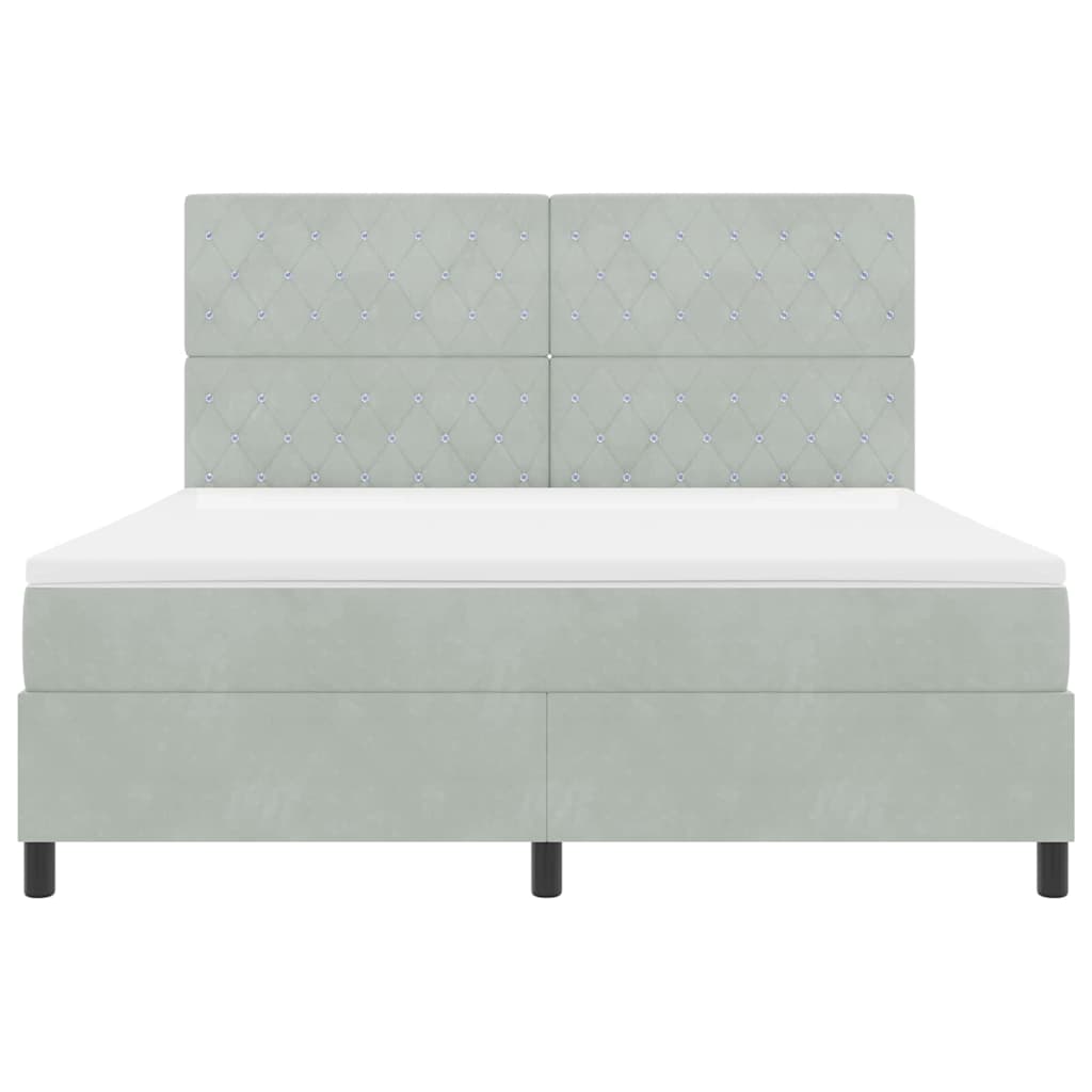 LED Box Spring Bed met matras Lichtgrijs 180 x 200 cm Fluweel