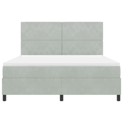 LED Box Spring Bed met matras Lichtgrijs 180 x 200 cm Fluweel