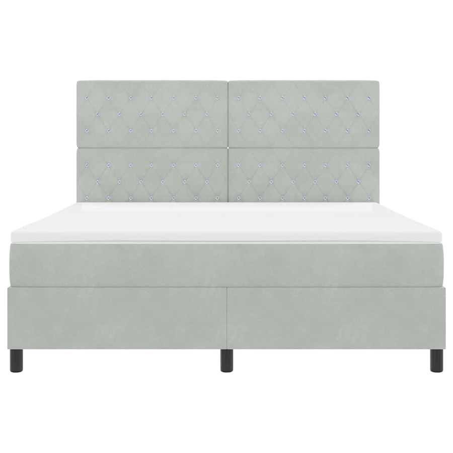 LED Box Spring Bed met matras Lichtgrijs 180 x 200 cm Fluweel