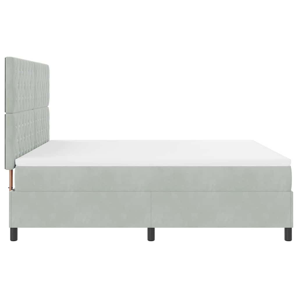 LED Box Spring Bed met matras Lichtgrijs 180 x 200 cm Fluweel