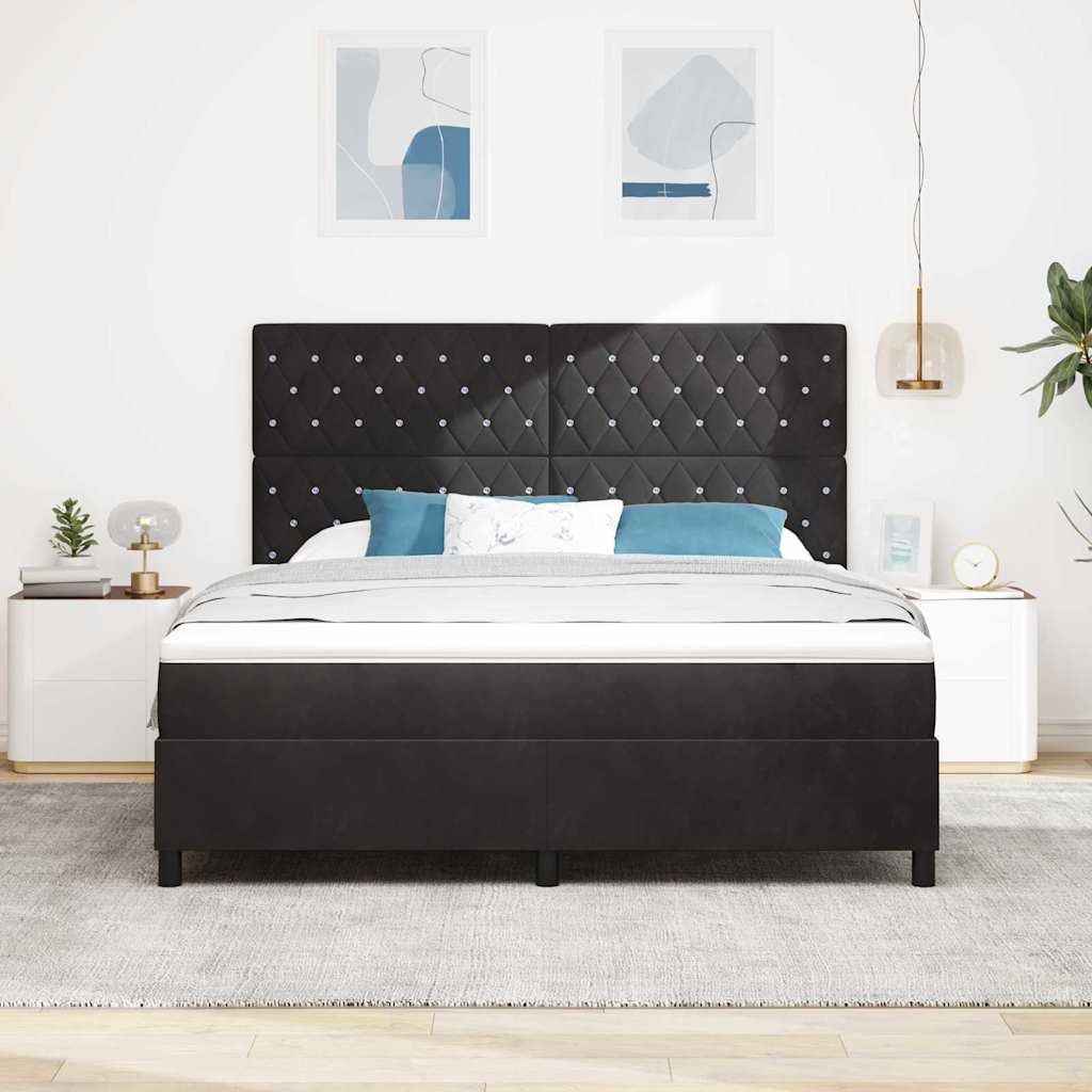 LED Box Spring Bed met matras Zwart 180 x 200 cm Fluweel