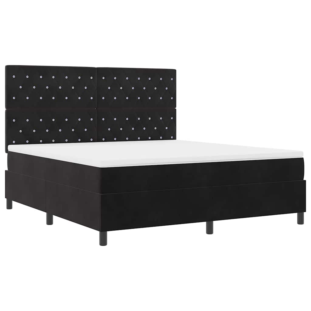LED Box Spring Bed met matras Zwart 180 x 200 cm Fluweel