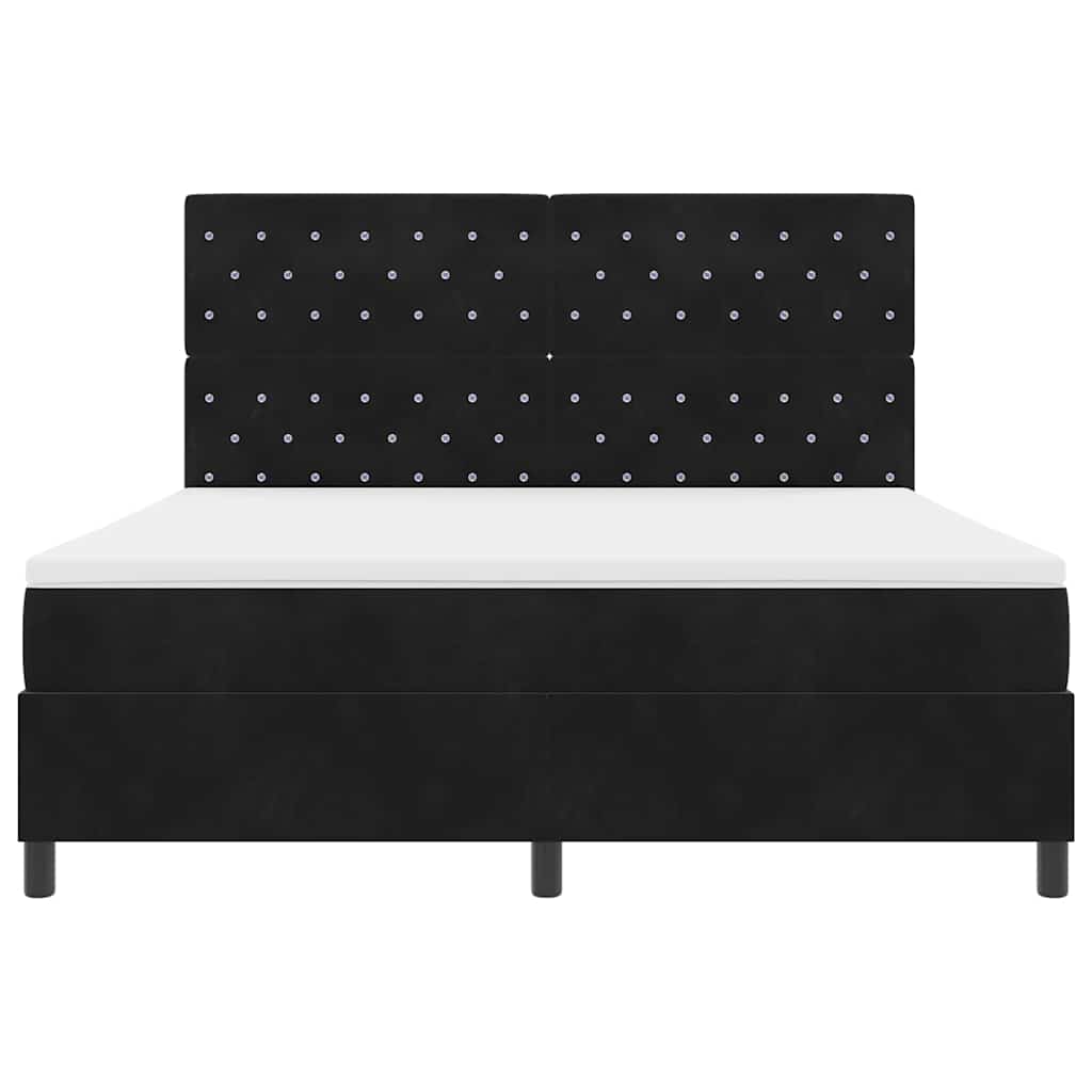LED Box Spring Bed met matras Zwart 180 x 200 cm Fluweel