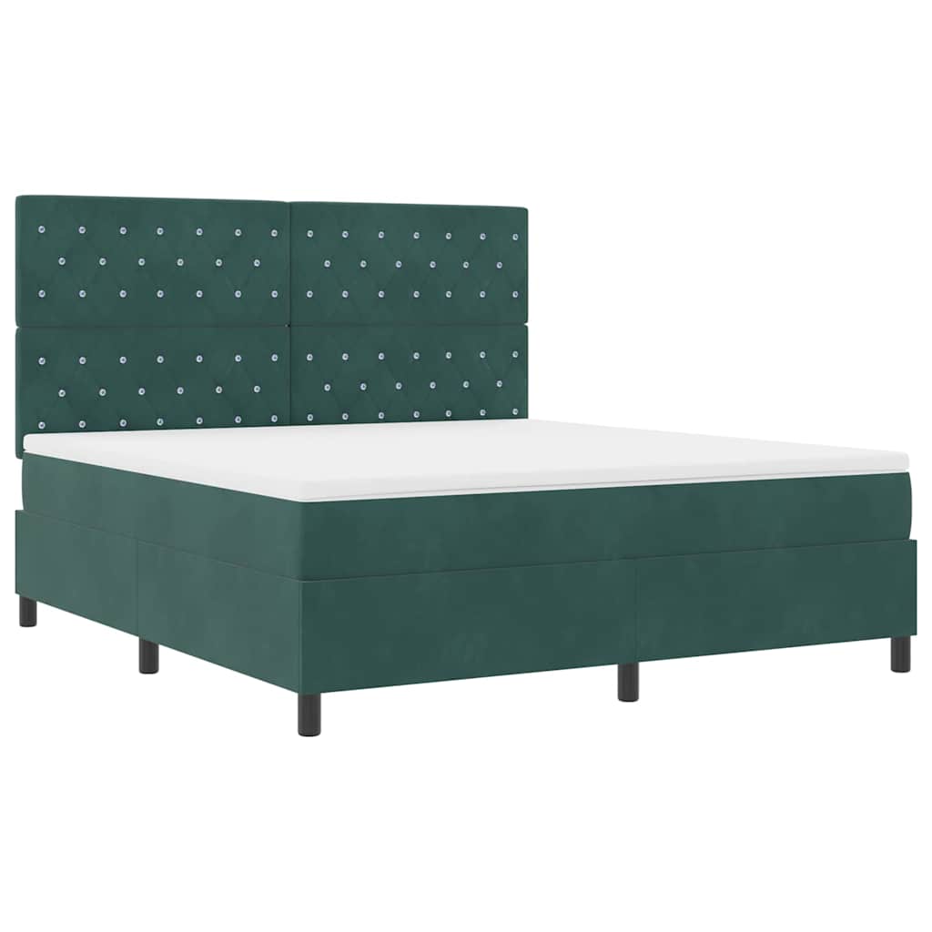 LED Box Spring Bed met matras Donkergroen 180 x 200 cm Fluweel
