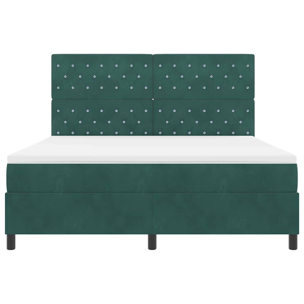 LED Box Spring Bed met matras Donkergroen 180 x 200 cm Fluweel