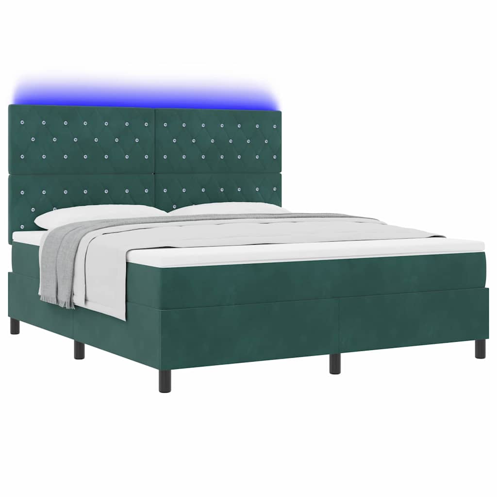 LED Box Spring Bed met matras Donkergroen 180 x 200 cm Fluweel