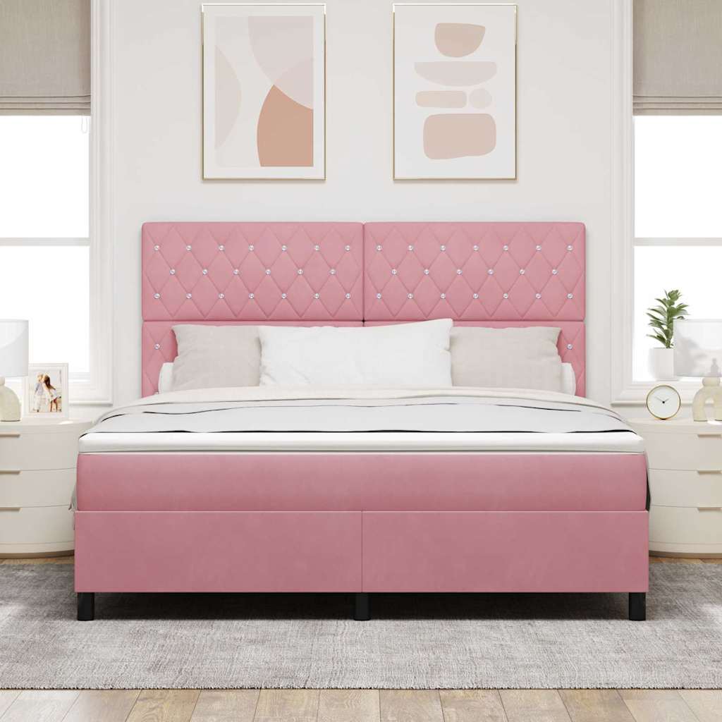LED Box Spring Bed met matras Roze 180 x 200 cm Fluweel
