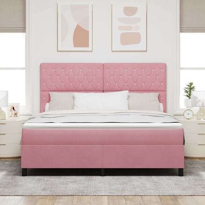 LED Box Spring Bed met matras Roze 180 x 200 cm Fluweel