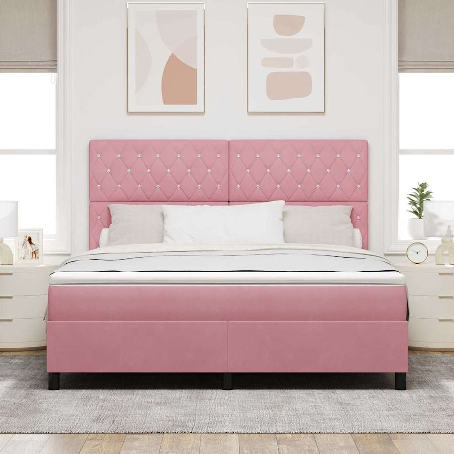 LED Box Spring Bed met matras Roze 180 x 200 cm Fluweel