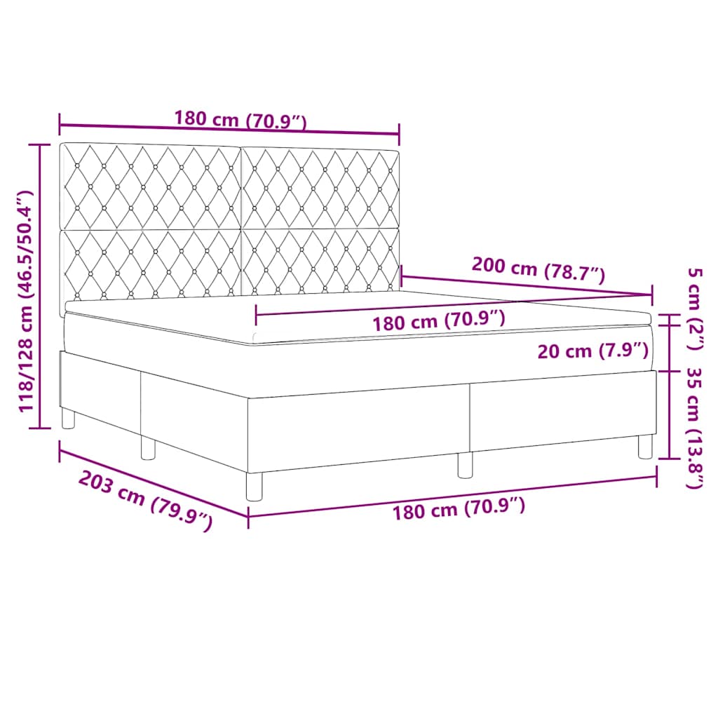 LED Box Spring Bed met matras Roze 180 x 200 cm Fluweel