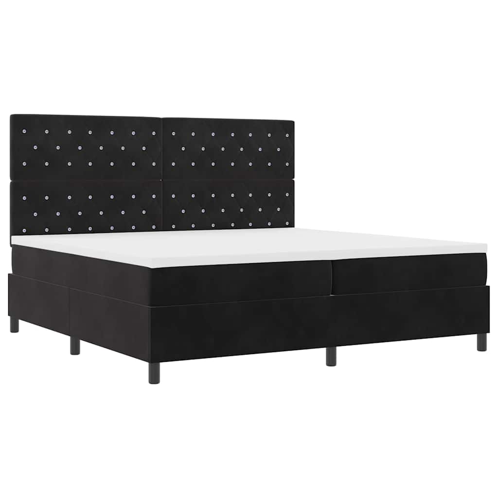 LED Box Spring Bed met matras Zwart 200 x 200 cm Fluweel