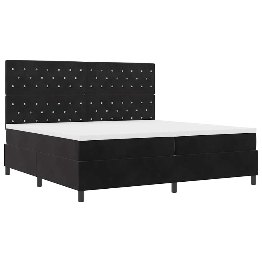 LED Box Spring Bed met matras Zwart 200 x 200 cm Fluweel
