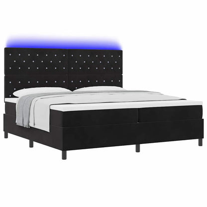 LED Box Spring Bed met matras Zwart 200 x 200 cm Fluweel