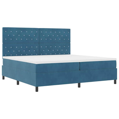 LED Box Spring Bed met matras Donkerblauw 200 x 200 cm Fluweel