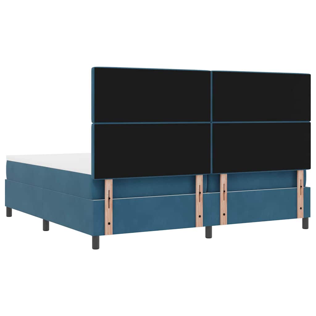 LED Box Spring Bed met matras Donkerblauw 200 x 200 cm Fluweel