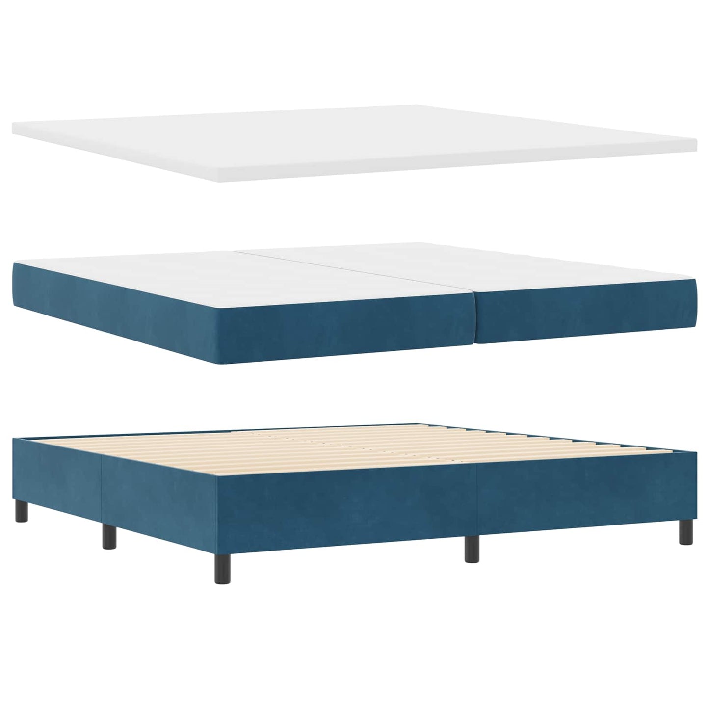 LED Box Spring Bed met matras Donkerblauw 200 x 200 cm Fluweel
