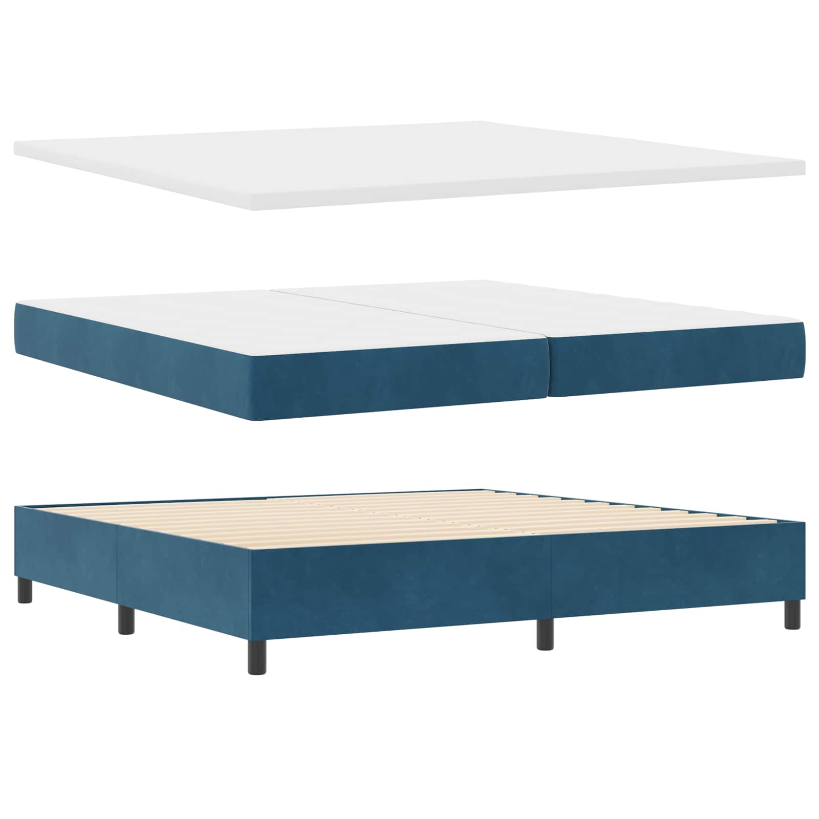 LED Box Spring Bed met matras Donkerblauw 200 x 200 cm Fluweel