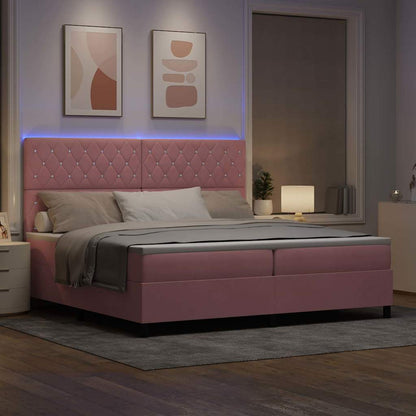 LED Box Spring Bed met matras Roze 200 x 200 cm Fluweel