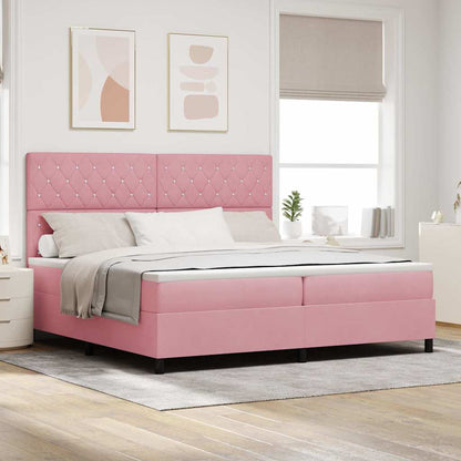 LED Box Spring Bed met matras Roze 200 x 200 cm Fluweel