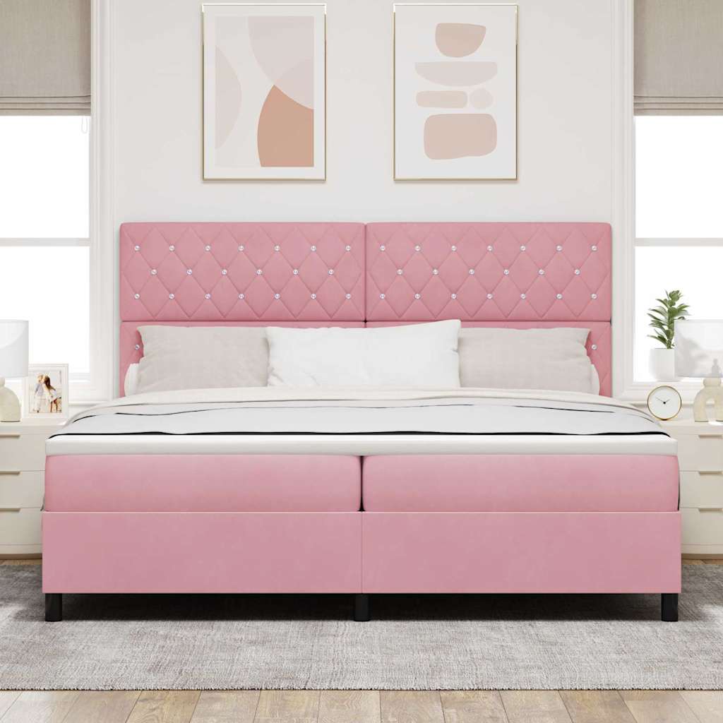 LED Box Spring Bed met matras Roze 200 x 200 cm Fluweel