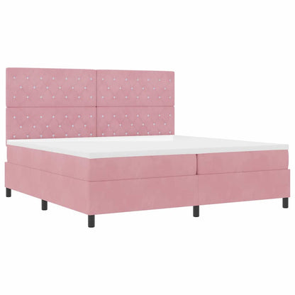 LED Box Spring Bed met matras Roze 200 x 200 cm Fluweel