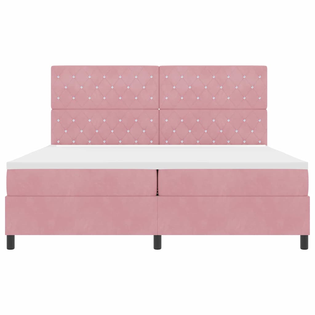 LED Box Spring Bed met matras Roze 200 x 200 cm Fluweel