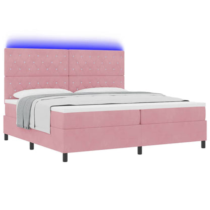 LED Box Spring Bed met matras Roze 200 x 200 cm Fluweel