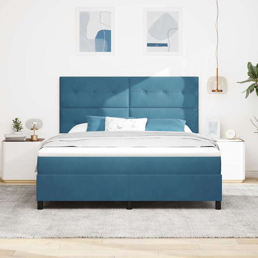 LED Box Spring Bed Donkerblauw 180 x 200 cm Fluweel