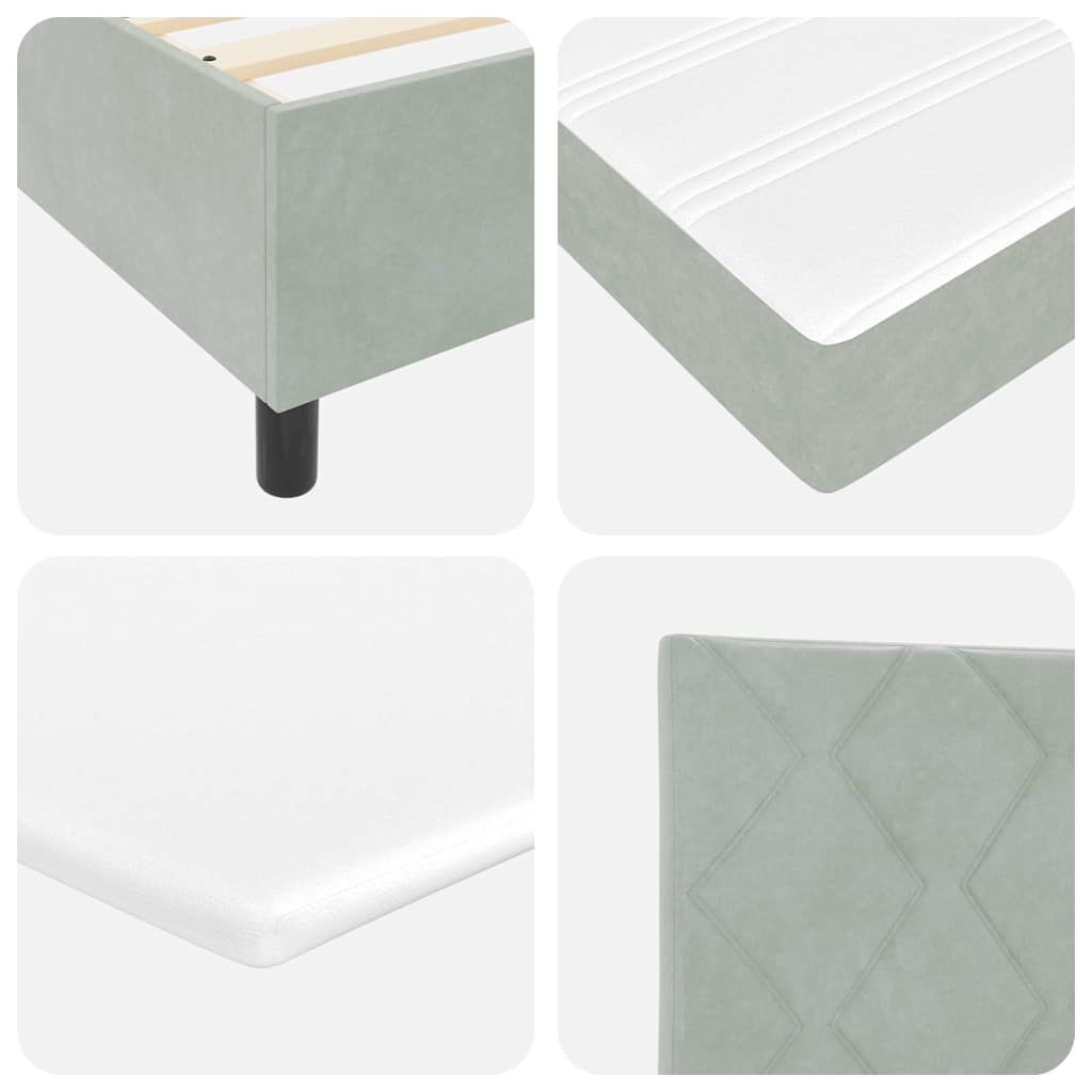 LED Box Spring Bed Lichtgrijs 80 x 200 cm Fluweel