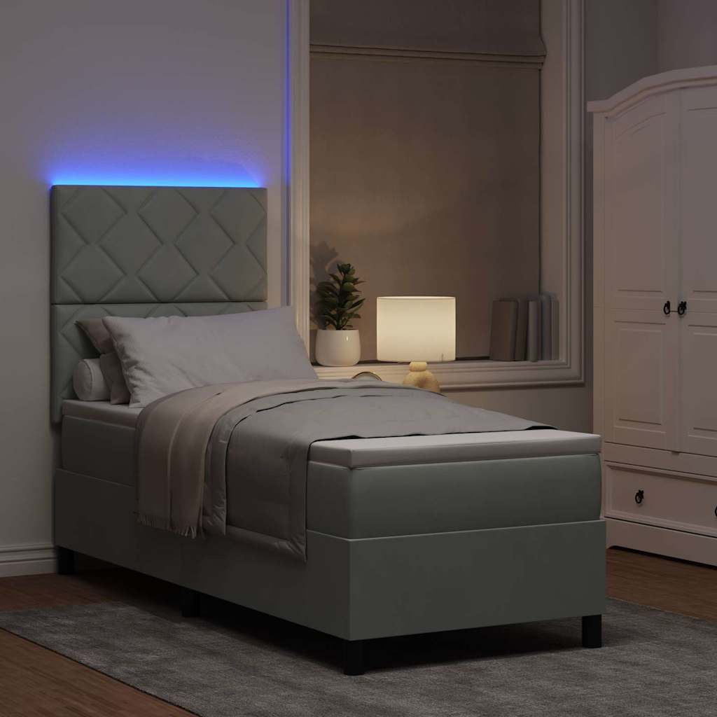 LED Box Spring Bed Lichtgrijs 80 x 200 cm Fluweel
