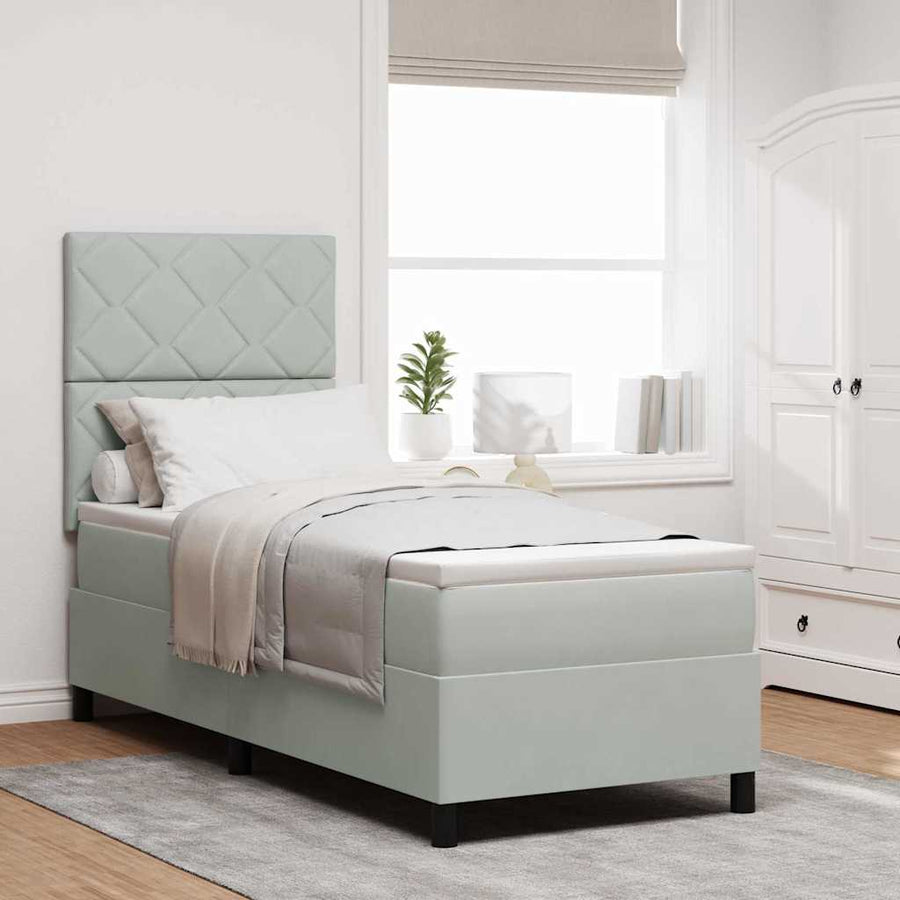 LED Box Spring Bed Lichtgrijs 80 x 200 cm Fluweel
