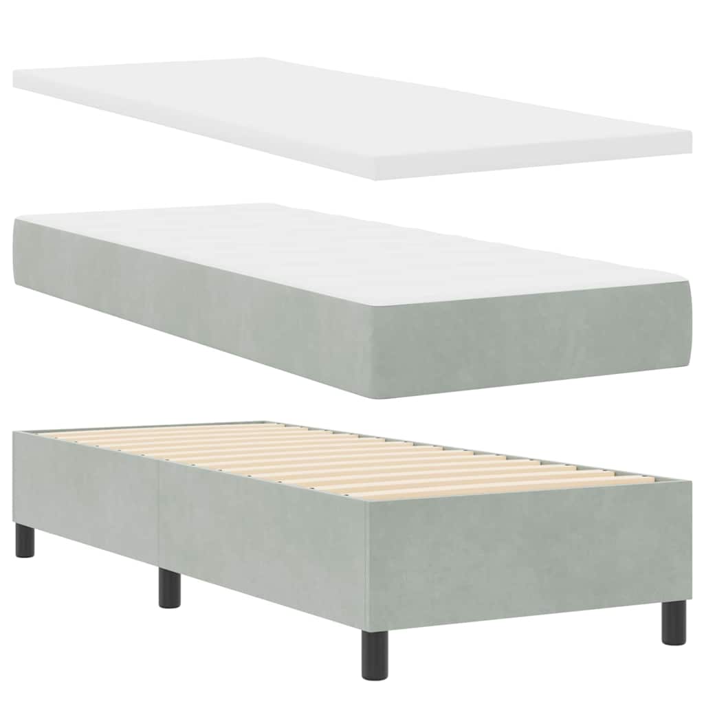 LED Box Spring Bed Lichtgrijs 80 x 200 cm Fluweel