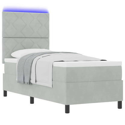 LED Box Spring Bed Lichtgrijs 80 x 200 cm Fluweel