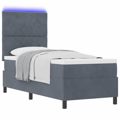 LED Box Spring Bed Donkergrijs 80 x 200 cm Fluweel
