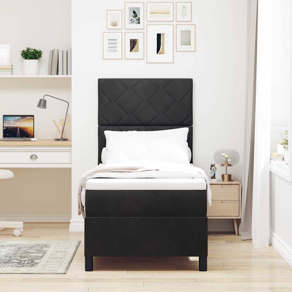 LED Box Spring Bed met hoofdeinde Zwart 80 x 200 cm Fluweel