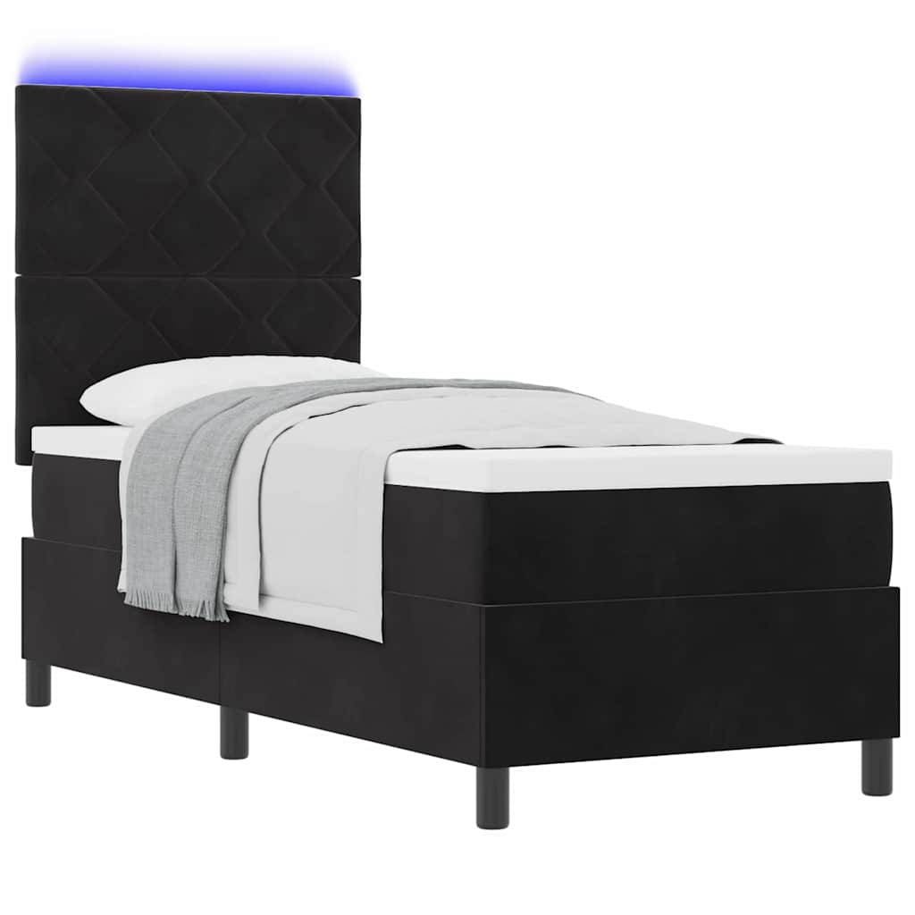 LED Box Spring Bed met hoofdeinde Zwart 80 x 200 cm Fluweel