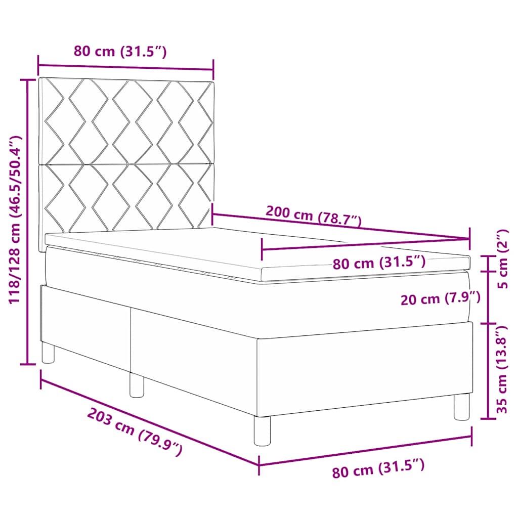 LED Box Spring Bed met matras Donkergroen 80 x 200 cm Fluweel