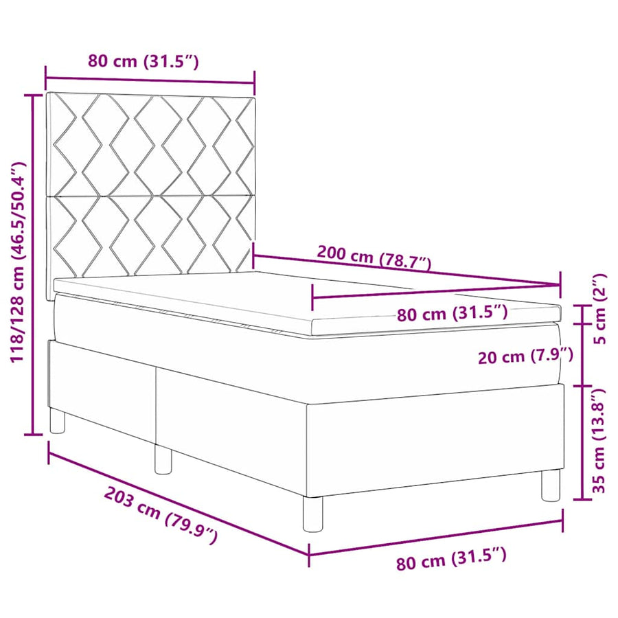 LED Box Spring Bed met matras Donkergroen 80 x 200 cm Fluweel