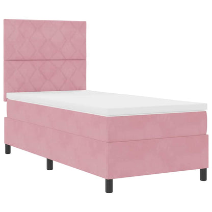 LED Box Spring Bed met matras Roze 90 x 190 cm Stof