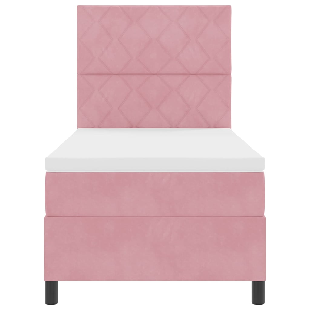 LED Box Spring Bed met matras Roze 90 x 190 cm Stof