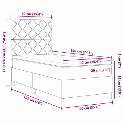 LED Box Spring Bed met matras Roze 90 x 190 cm Stof