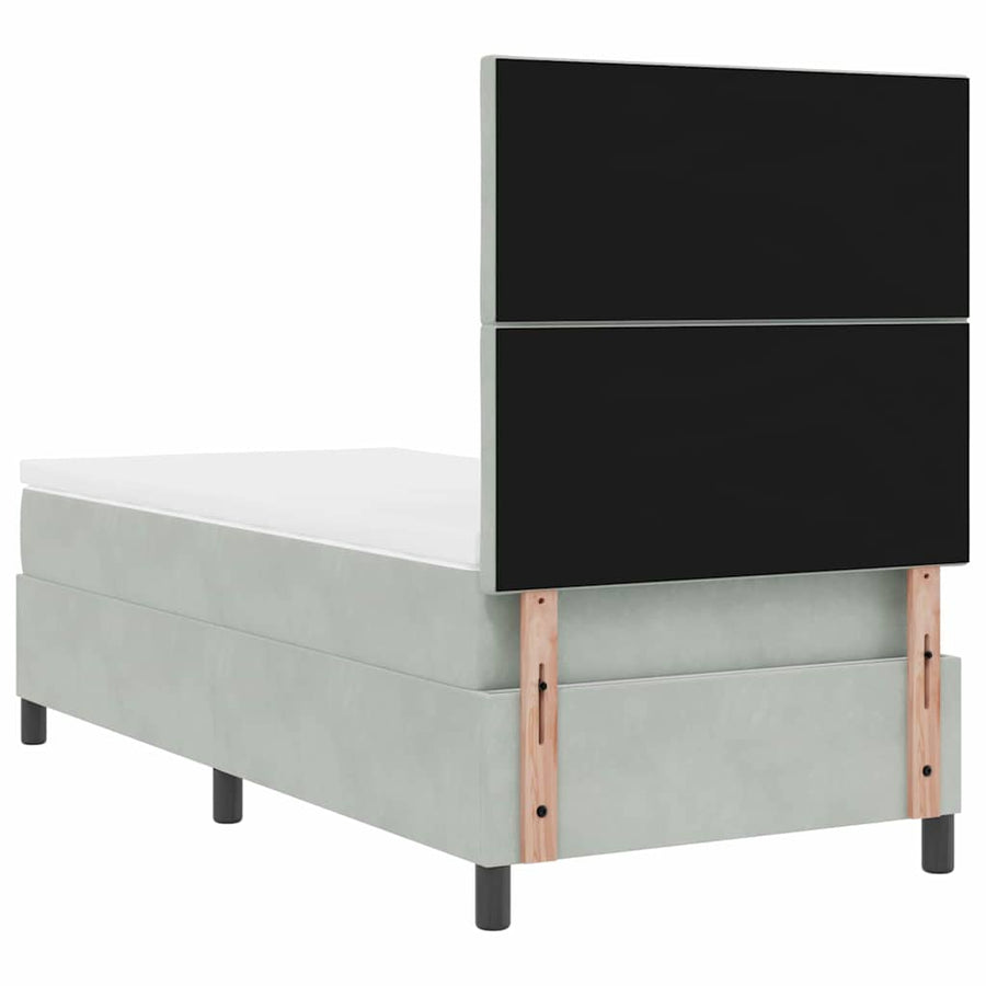LED Box Spring Bed Lichtgrijs 100 x 200 cm Fluweel