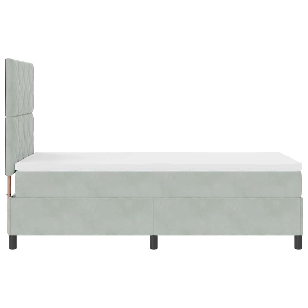 LED Box Spring Bed Lichtgrijs 100 x 200 cm Fluweel