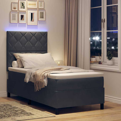LED Box Spring Bed met matras Donkergrijs 100 x 200 cm Fluweel