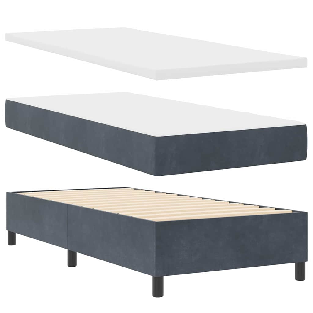 LED Box Spring Bed met matras Donkergrijs 100 x 200 cm Fluweel