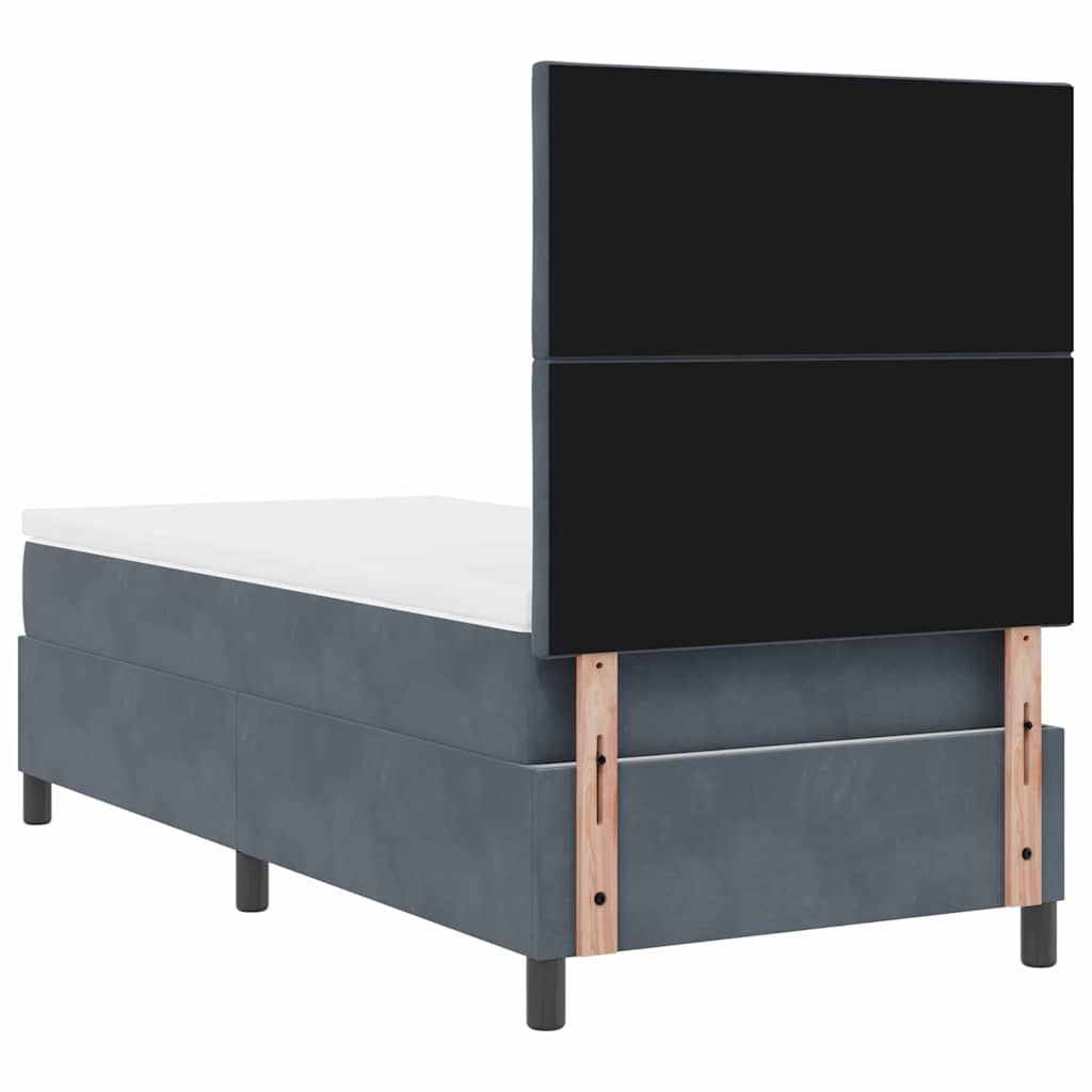 LED Box Spring Bed met matras Donkergrijs 100 x 200 cm Fluweel