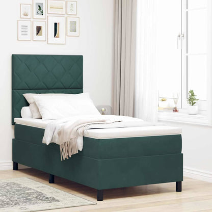 LED Box Spring Bed Donkergroen 100 x 200 cm Fluweel